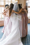 Pink One Shoulder Sheath Flower Sleeveless Satin Long Bridesmaid Dress