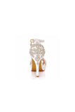 Rhinestone Flowers Decor Peep Toe Platform Stiletto Ankle strap High Heels