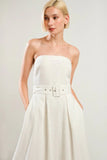 LIFES COMPASS WHITE STRAPLESS MIDI DRESS