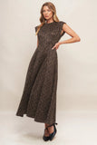 URBAN JUNGLE BROWN LEOPARD SUEDED KNIT MIDI DRESS