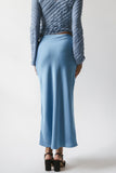 Tory Satin Maxi Skirt in Blue