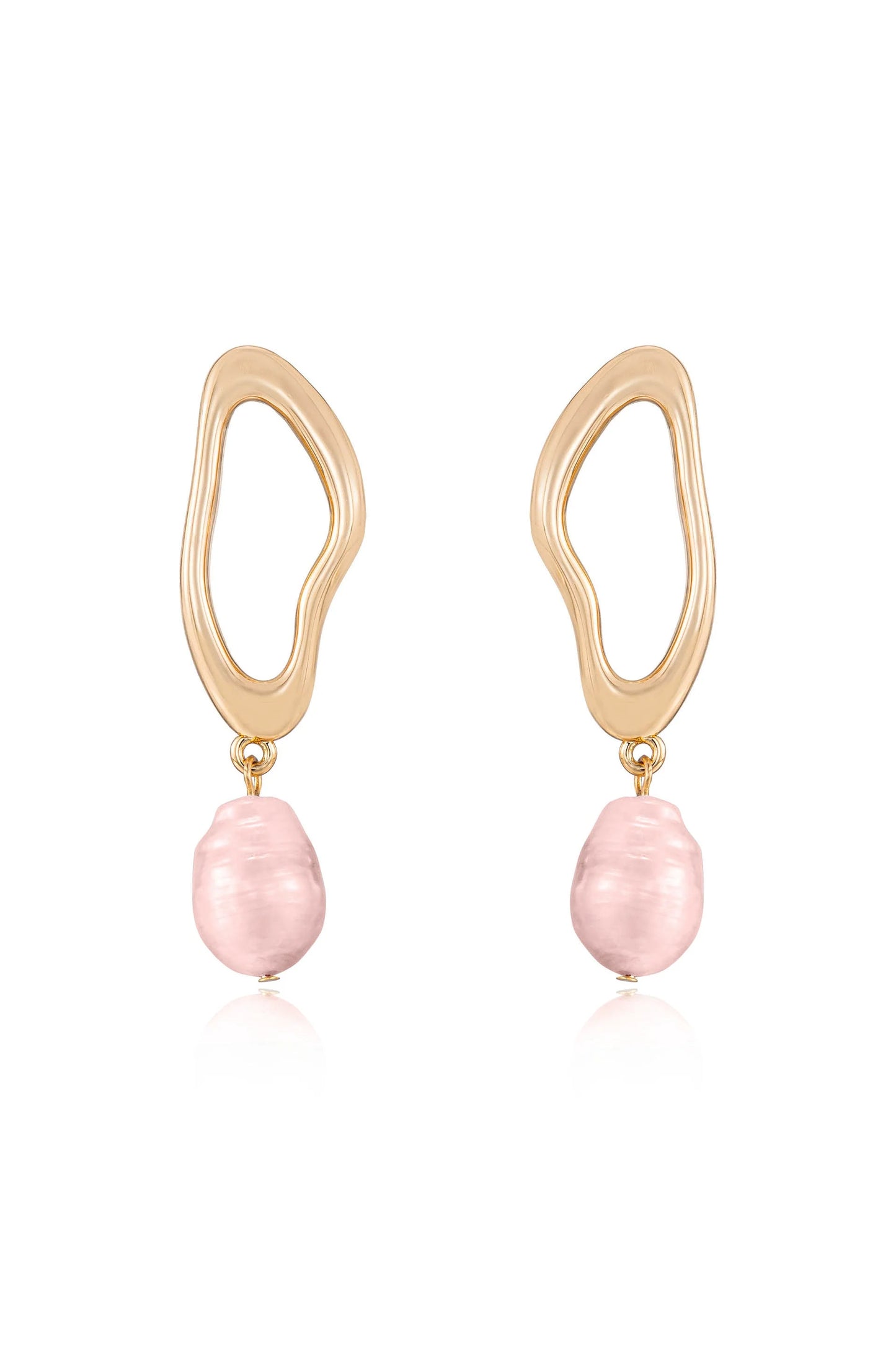 Open Circle Freshwater Pearl Earrings