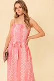 TAILOR MADE LACE MIDI DRESS PEACH