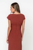 Carolina Pleated Maxi Dress in Brick
