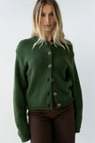 Nolan Chunky Knit Cardigan in Green