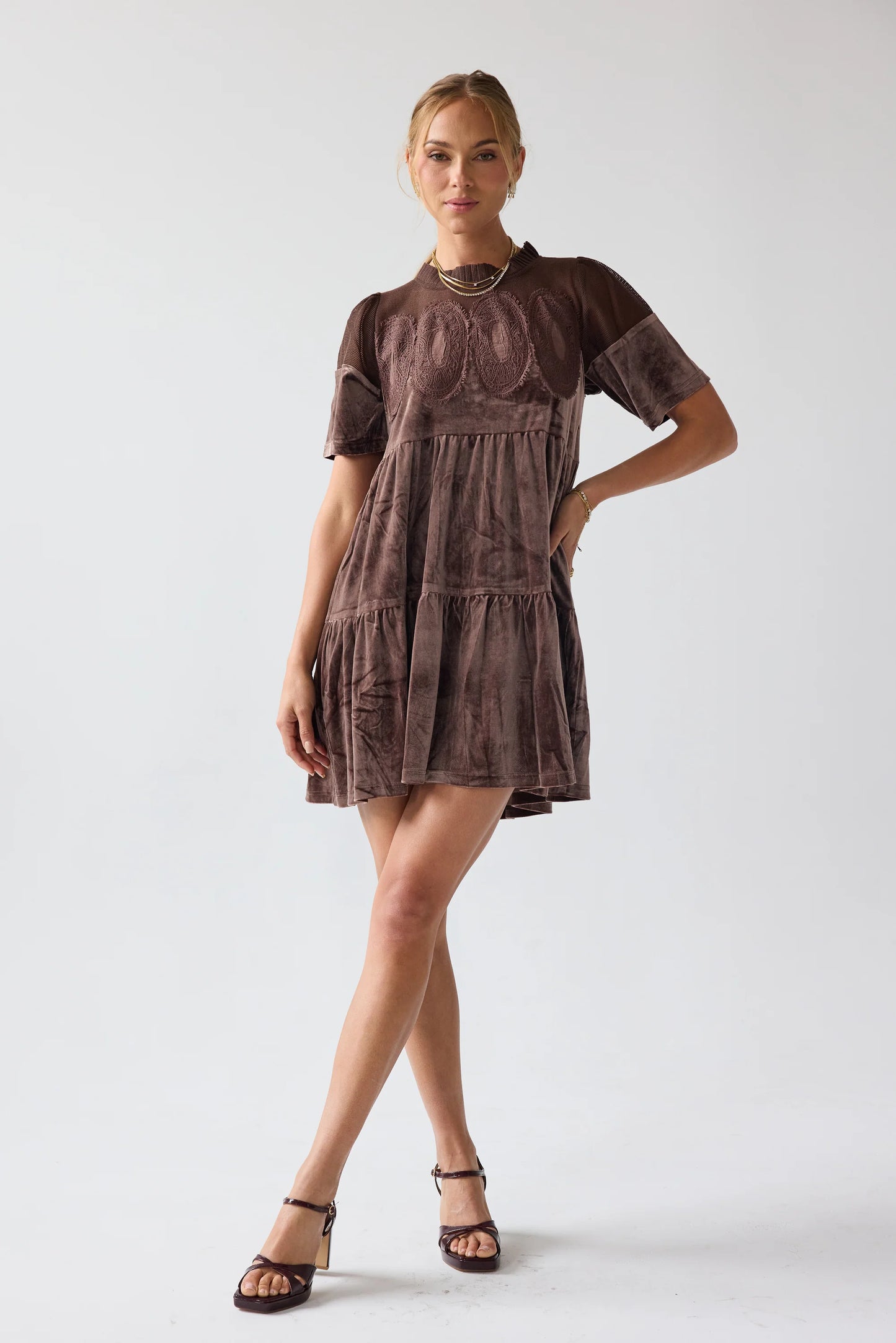 Banks Velvet Mini Dress in Brown FINAL SALE