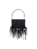 Womens Orstrich Feather Beaded Clutch Bags