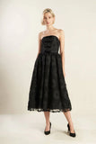 CONFIDENCE GAME BLACK LACE MIDI DRESS