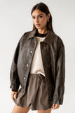 Brecken Vegan Leather Jacket in Brown FINAL SALE
