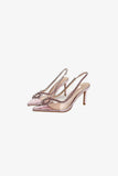 Rhinestone Pink Pointed Toe Stiletto Sandals