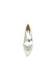 Pointed Toe Silver Wedding Shoes with Rhinestone