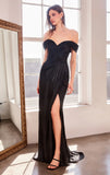 Venetian Gown Luxe Metallic Off Shoulder Evening Dress