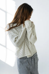 Margot Pointelle Sweater in Heather White FINAL SALE