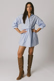 Oliver Collared Mini Dress in Blue FINAL SALE