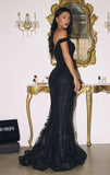 HELENA GOWN Off Shoulder Sequin Glitter Dress