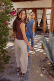 Allison Striped Barrel Jeans in Brown FINAL SALE