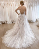Charming A Line Sweetheart Tulle Wedding Dresses with Lace