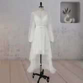 A Line Polka Dot Illusion Charm Asymmetrical Wedding Dress