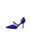 Cocktail Pointed Toe Crystal Tassel Buckle Strap Heels