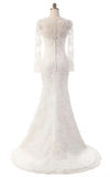 Mermaid Long Sleeve Lace Dress With Embroideries Illusion