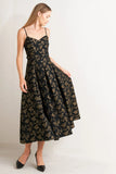 GARDEN OPERA BLACK BROWN MIDI DRESS
