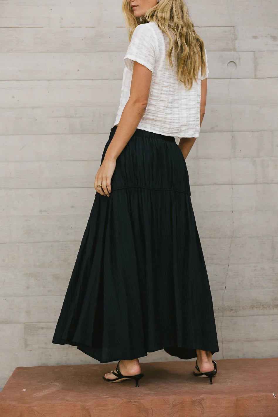 Phillipa Pleated Maxi Skirt in Navy FINAL SALE