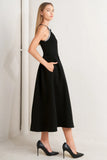 GALAXY CHARM BLACK MIDI DRESS