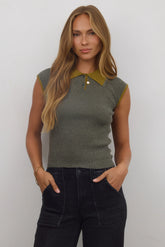 Becca Ribbed Top in Olive FINAL SALE