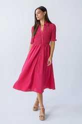 Jonas Gingham Midi Dress in Pink FINAL SALE