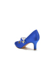 Rhinestone Pointed Toe Satin Stiletto Heels