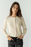 Edesse Striped Cardigan in Taupe
