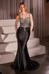 Artemis Gown Leaf Inspired Crystal Satin Dress
