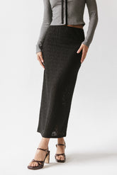 Jozette Lace Midi Skirt in Black