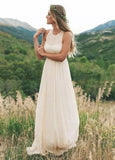Elegant Bohemian Sleeveless Long A Line Chiffon Wedding Dresses