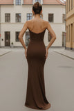 Daris Gown Chocolate Cat Eye Scoop Neckline Dress