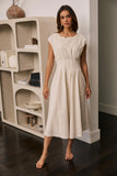 Matilda Pleated Maxi Dress in Oatmeal