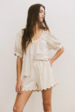 Owen Scalloped Top in Oatmeal FINAL SALE