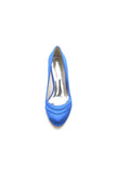 Elegant Royal Blue Satin Heels with Short Stiletto Heel