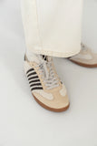 Stevie Striped Sneaker in Beige Shearling