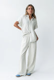 Belen Striped Wide Leg Pants in Denim Blue