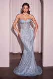 Maddox Gown Light Blue STRAPLESS GLITTER EMBELLISHED GOWN