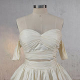 A Line Beige Multi Tiered Ruffles Wedding Dresses