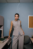 Carrie Button Up Vest in Taupe