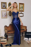 Traci Gown Metallic Satin Corset Dress