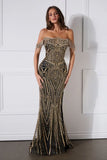Astoria Gown Off The Shoulder Crystal Fringe Dress