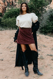 Kori Studded Mini Skirt in Burgundy FINAL SALE