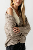 Noah Cable Knit Cardigan in Taupe FINAL SALE