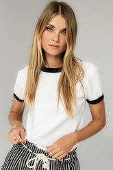 Maddie Ringer Sweater Top in Ivory FINAL SALE
