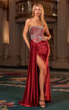 MYSTIQUE GOWN STRAPLESS BEADED BODICE EVENING DRESS