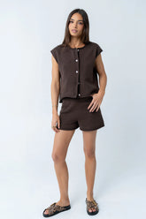 Paige Knit Shorts in Brown